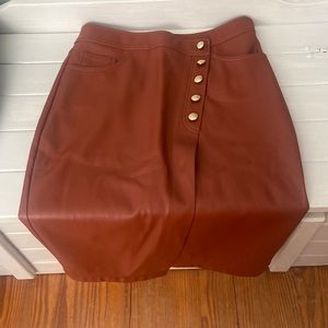 Brown faux leather pencil skirt